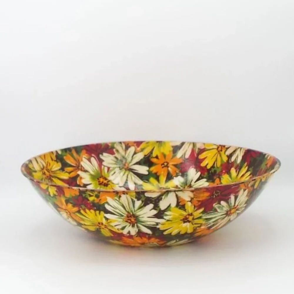 Vintage MCM Multicolor Floral Fiberglass 14